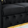 90.6" Velvet Button Tufted Sofa with Gold Stainless Steel Accents & 2 Pillows, 3-Seater Luxury Chesterfield Sofa for Living Room, Italian Velvet - 4 of 4