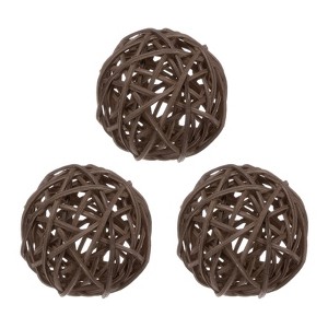 Unique Bargains Wicker Rattan Decorative DIY Crafts Balls for DIY Crafts 3.1 Inch 3 Pcs - 1 of 4