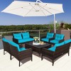 Tangkula 8PCS Rattan Patio Conversation Set Outdoor Furniture Set Cushioned - 2 of 4