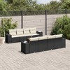 vidaXL Patio Sofa Set with Cushions Outdoor Furniture 9 Piece Poly Rattan - Black and Cream - 2 of 4