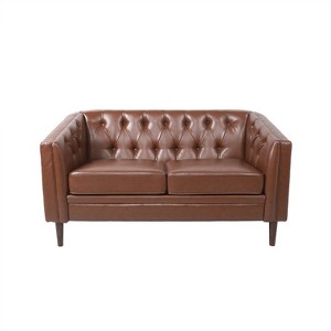 GDFStudio Jelm Contemporary Tufted Birch Wood Loveseat - 1 of 4