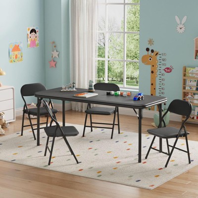 5 Piece Boys Girls Folding Table and Chairs Set, Activity Table and Chairs Set