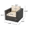 GDFStudio Avianna Outdoor Wicker 4 Seater Sectional Sofa and Club Chair Chat Set with Storage Ottoman, Multibrown/Beige - 3 of 4