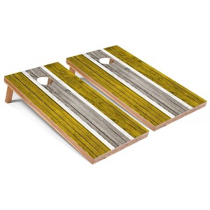 Skip's Garage Yellow Striped Cornhole Board Set, Includes 2 Boards, 8 Bags & Optional Accessories - 1 of 4