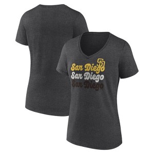MLB San Diego Padres Women's Gray Short Sleeve V-Neck T-Shirt - 1 of 3