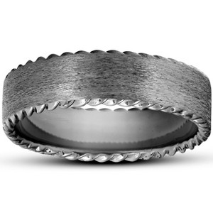 Pompeii3 Mens Black Gold 6MM Comfort Fit Braided Brushed Wedding Band Comfor Fit - 1 of 4