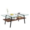 Zeus & Ruta Modern Rectangle Coffee Table with Tempered Glass Top & Black Metal Legs - 4 of 4