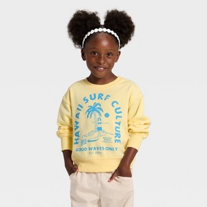 Grayson Mini Toddler Girls' Hawaii Surf French Terry Sweatshirt - Yellow - 1 of 4