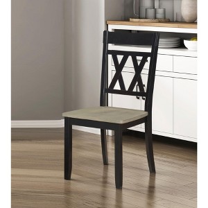 PAGED Set of 2 Dining Chairs, Classic Living Room Chairs, Wood Kitchen Chairs with 2-Tone Finish and Double X-Back for Kitchen - 1 of 4