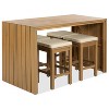 Moda Furnishings 5-Piece Patio Outdoor Acacia Wood Bar Set with Beige Cushions - 3 of 4
