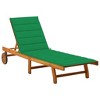 vidaXL Sunlounger Acacia wood and green cushion - 2 of 4