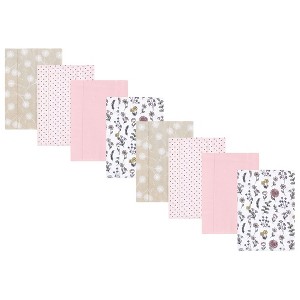 Hudson Baby Boys and Girls Cotton Poly Flannel Burp Cloths 8-Pack, One Size - 1 of 4