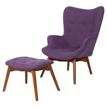 Hariata Fabric Contour Chair with Ottoman Set Purple - Christopher Knight Home