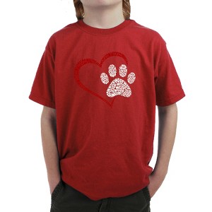 LA Pop Art Paw Heart - Boy's Word Art T-Shirt - 1 of 4
