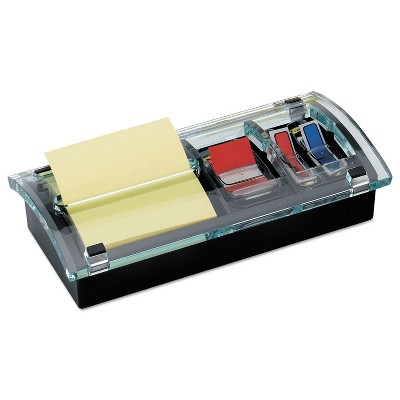 Post-it Notes Note and Flag Dispenser 3 x 3 Canary Notes and Assorted Flags Black/Clear DS100
