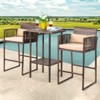 Patio 3-Piece Wicker Outdoor Bistro Set with Cushions - 4 of 4