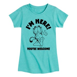 Girls' - Garfield - I'm Here Youre Welcome Fitted Short Sleeve Graphic T-Shirt - 1 of 4