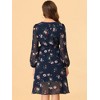 Allegra K Women's Boho Floral V Neck Tie Waist Long Sleeve Chiffon Wrap Midi Dress - 4 of 4