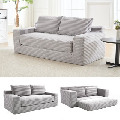 NicBex Convertible 2-in-1 Design Upholstered Loveseat Sofa Bed with Metal Frame,Futon Couch Sleeper Sofa for Living Room,Bedroom