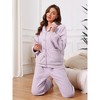 INSPIRE CHIC Women's Fleece Fluffy Plush Winter Button Down Tops with Pants Warm Pajama Sets - 2 of 4