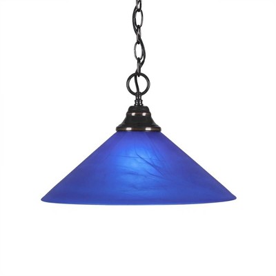 Toltec Lighting Any 1 - Light Pendant in  Black Copper with 16" Blue Italian Shade