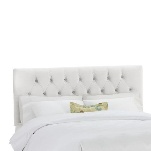 Skyline Furniture Queen Edwardian Tufted Headboard: White Velvet ...