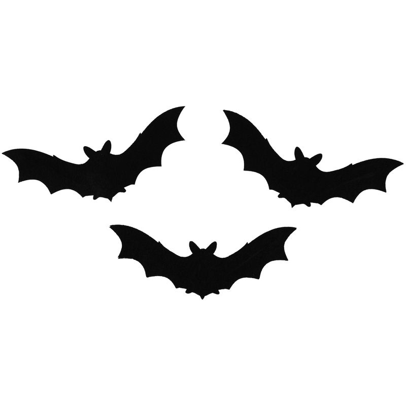 Northlight Set of 10 Black Halloween Posable Felt Bats 12", 4 of 7