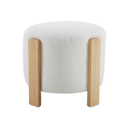 Ottoman Foot Rest Round Bag Floor Chair for Bedroom or Entryway in White