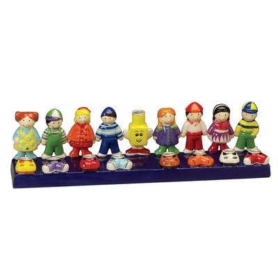 Rite Lite 12.5" Hanukkah Friends Hand Painted Ceramic Menorah - Blue/Yellow