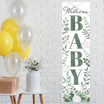 Big Dot of Happiness Boho Botanical Baby - Greenery Baby Shower Front Door Decoration - Vertical Banner