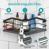 ATTOP 2-Shelf Shower Caddy Corner, No Drill Rustproof Stainless Steel Bathroom Shower Organizer Wall Mounted with 8 Hooks,Black - 3 of 4