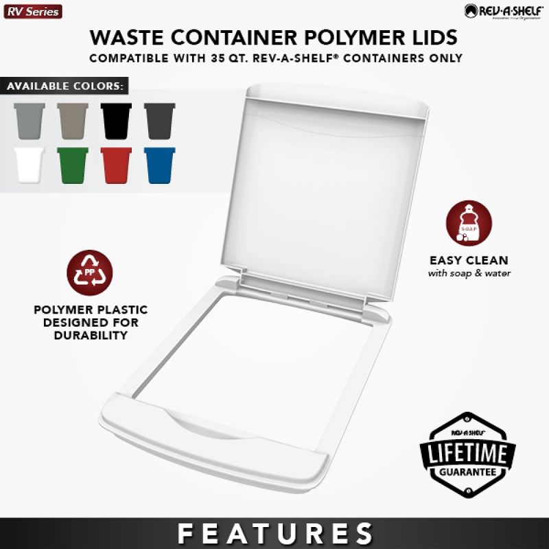 Rev-A-Shelf RV-35-LID-1 35 Quart Waste Container Trash Recycling Lid, 6 of 8
