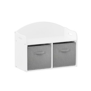 Ruvalino Decorative Storage Cabinets Toy Bench with Fabric Drawers for Kids Room Nursery, White, 24.61"*11.81"*19.09" - 1 of 4