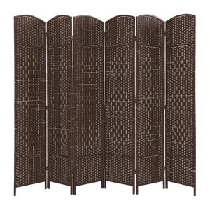 FDW Elegant Room Divider Woven Screen Divider 4/6/8 Panel 6ft Indoor Wall Divider Folding Privacy Screen with Natural Fibers - 1 of 4