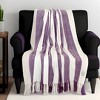 HomeRoots Purple Woven Cotton Throw Blanket - 2 of 4