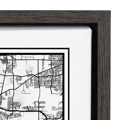 Houston Modern Map Framed Canvas Print, 18x24, Dark Gray