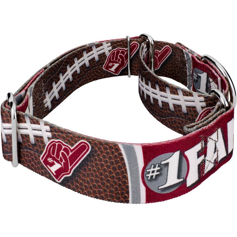 Country Brook Petz 1 1/2 Inch Crimson and White Football Fan Martingale Dog Collar Limited Edition, 3 of 5