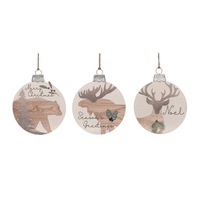 Transpac Plywood Metallic Accent Winter Animal Ornament for Christmas Tree Decorations
