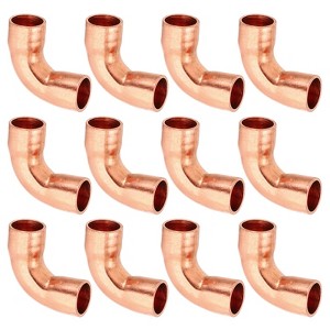 Unique Bargains Copper HVAC Sweat Solder Connection Short Radius 0.03" Thick Elbow Pipe Fittings Rose Gold - 1 of 4
