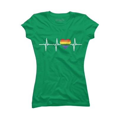 Adult Design By Humans Heartbeat Rainbow Heart Pride By KangThien T-Shirt