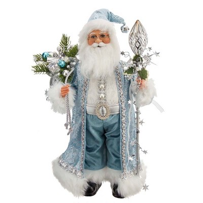 Kurt Adler 17" Kringle Klaus Blue and White Santa with Staff and Bag