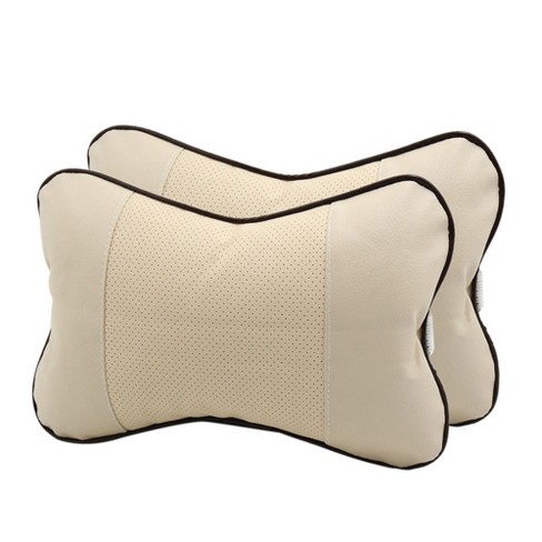 2pcs Auto Seat Head Support Pillow Neck Rest Artificial Leather Cushion Bone Shaped Headrest 