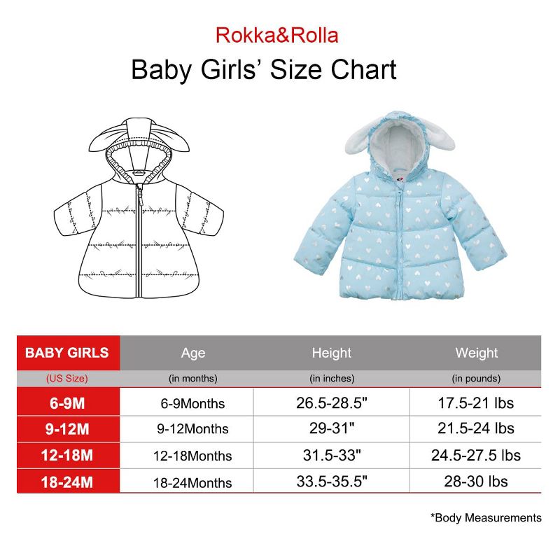 Rokka&Rolla Infant Toddler Girls' Fleece Puffer Jacket-Baby Warm Winter Coat, 3 of 10