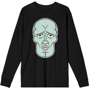 Spongebob Squarepants Squidward Tentacles Mens Black Graphic Long Sleeve Tee - 1 of 2
