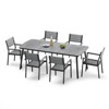 Crestlive Products 7pc Outdoor Dining set for 6 People Patio Rectangle Table Aluminum Frame with Wood-Like Tabletop and Umbrella Hole - 2 of 4