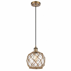 Farmhouse Rope - 1 Light Cord Hung Mini Pendant In Industrial Style-10 Inches Tall and 8 Inches Wide - 1 of 1