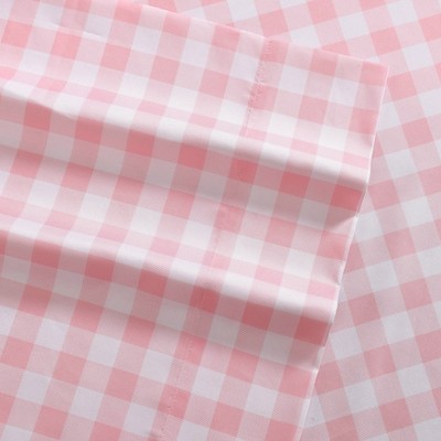 Twin Pink Plaid Polyester Microfiber Kids Sheet Set