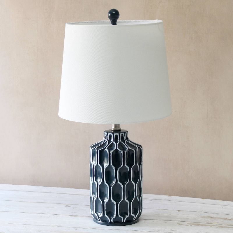 Moroccan Table Lamp with Fabric Shade Blue - Lalia Home, 3 of 10