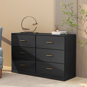 Dresser for Bedroom, Wide Chest of Drawers with 6 Drawers, Large Storage Tower Unit, Modern Minimalist Closet Store Organizer for Living Room,Hallway - 1 of 4