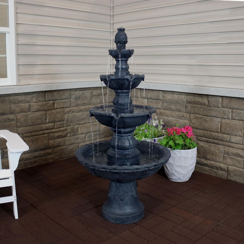 Sunnydaze 52"H Electric Fiberglass and Resin 4-Tier Pineapple Top Outdoor Water Fountain, 3 of 14